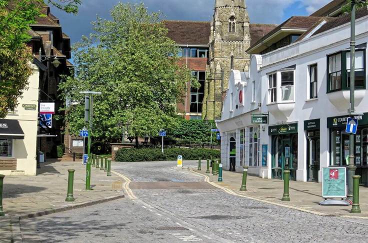 1441Px Carfax To North Street And The Spire, Horsham, West Sussex, England